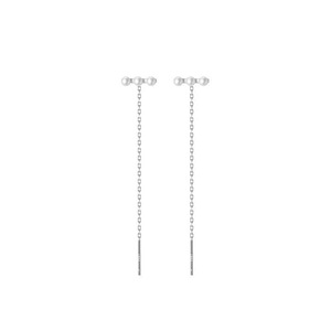 ANYCO Fashion Earrings 925 Sterling Silver Simple Synthetic Pearl Chain Tassel Long Ear Line for Women Cute Party Jewelry Gift