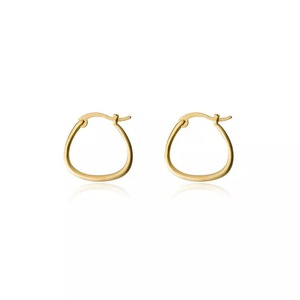 ANYCO Fashion Earrings Genuine Gold Minimalist Golden Line Geometric Stud Earrings Hoop Jewelry Gift for Women