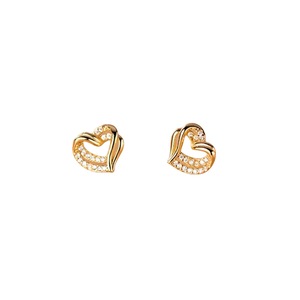 ANYCO Fashion Earrings Gold 925 Sterling Hollow Double Love Heart Stud for Women Romantic Wedding Girlfriend Jewelry Gift