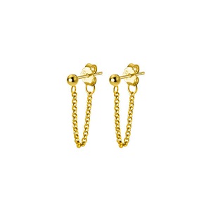 ANYCO Fashion Earrings Gold 925 Sterling Silver Gothic Cuban Link Chain Hanging Stud for Women Piercing Jewelry