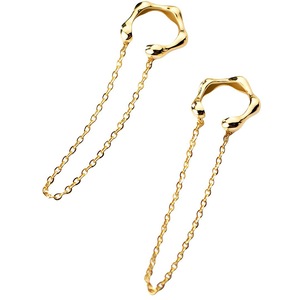 ANYCO Fashion Earrings Gold 925 Sterling Silver Punk Cuban Link Chain Bamboo Tassel Ear Cuffs Simple Bohemian Ear Clip Jewelry