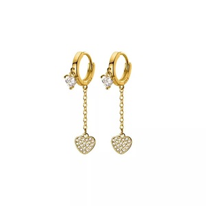 ANYCO Fashion Earrings Gold 925 Sterling Silver Romantic Tassel Love Heart Charms Drop for Women Huggies Jewelry