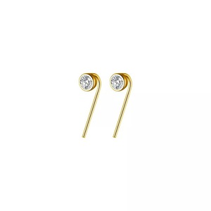 ANYCO Fashion Earrings Gold 925 Sterling Silver Round Shiny Zircon Ear Hooks Minimalism Stud Jewelry Women Accessories