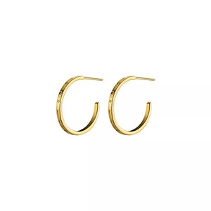 ANYCO Fashion Earrings Gold 925 Sterling Silver Simple Huggies Circle Initials Stud for Women Jewelry