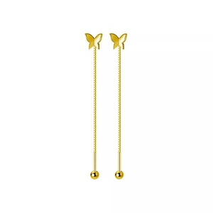 ANYCO Fashion Earrings Gold 925 Sterling Silver Sweet Romantic Butterfly Tassel Ear Line Drop for Women Jewelry Gift
