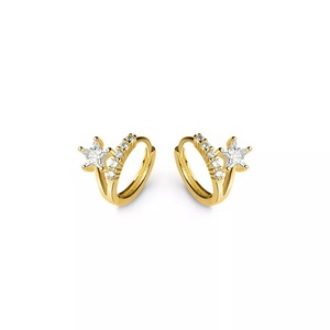 ANYCO Fashion Earrings Gold 925 Sterling Silver Sweet Stars CZ Zircon Huggies Hoop for Women Jewelry Ear Buckles