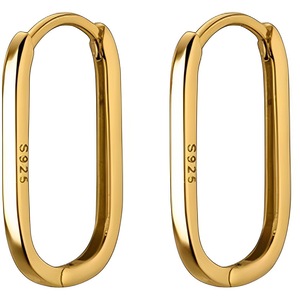 ANYCO Fashion Earrings Gold 925 Sterling Simple Oval Glossy Huggies Ear Buckle for Women Bohemian piercing Jewelry
