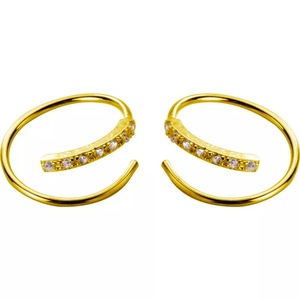 ANYCO Fashion Earrings Gold 925 Sterling Simple Spiral Wave Zircon Unique Stud for Women Chic Ear Clip Nose Piercing Jewelry