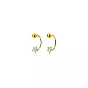 ANYCO Fashion Earrings Gold Star Zircon 925 Sterling Silver Romantic Unique Bead Stud for Women Piercing Jewelry