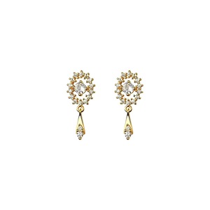 ANYCO Fashion Earrings Golden Luxury Full Zircon Elegant Oval Stud for Women Trendy Charm Wedding Anniversary Jewelry Gift