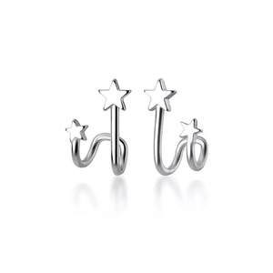 ANYCO Fashion Earrings Real Genuine Sterling Silver Double Star Geometric Studs Teen Gift Fine Jewelry for Women
