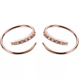 ANYCO Fashion Earrings Rose Gold 925 Sterling Simple Spiral Wave Zircon Unique Stud for Women Chic Ear Clip Nose Piercing Jewelry