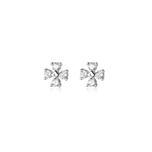 ANYCO Fashion Earrings Silver 925 Sterling Silver Luxury Zircon Clover Flower Mini Small Stud for Women Simple Jewelry Accessories