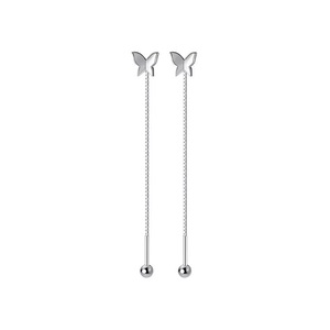 ANYCO Fashion Earrings Silver 925 Sterling Sweet Romantic Butterfly Tassel Ear Line Drop for Women Jewelry Gift