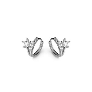 ANYCO Fashion Earrings Silver 925 Sterling Sweet Stars CZ Zircon Huggies Hoop for Women Jewelry Ear Buckles