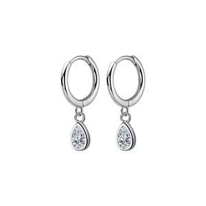 ANYCO Fashion Earrings Silver 925 Sterling Sweet Water Drop Zircon Huggies Pendant for Women Jewelry