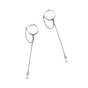 ANYCO Fashion Earrings Silver 925 Sterling Tassel Chain Square Zircon Ear Buckle for Women Jewelry Accessories