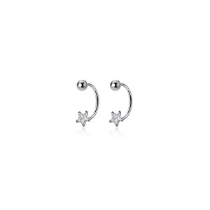 ANYCO Fashion Earrings Silver Star Zircon 925 Sterling Romantic Unique Bead Stud for Women Piercing Jewelry