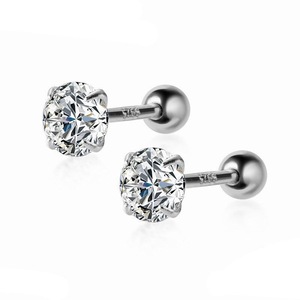 ANYCO Fashion Earrings Sterling Silver Luxury Shiny White Zircon Spiral Bead Stud for Women Wedding Anniversary Jewelry Gift