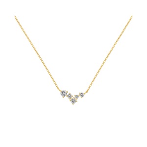 ANYCO Necklace 18K Gold Plated 925 Silver Dainty Central V Pendant with Zircon 5A Gift Jewelry