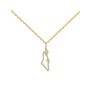 ANYCO Necklace 18K Gold Plated 925 Silver Israel Map Pendant with Zircon 5A Gift Jewelry