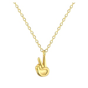 ANYCO Necklace 18k Gold Plated 925 Silver Peace Sign Pendant Gift Jewelry for Women