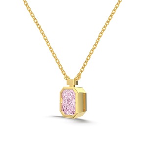 ANYCO Necklace 18K Gold Plated 925 Silver Rectangular Pink Gemstone with Zircon 8A Gift Jewelry for Women