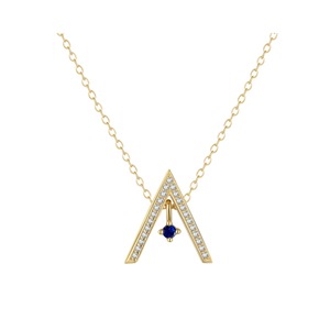 ANYCO Necklace 18K Gold Plated 925 Silver Triangular Colored Stone Pendant with Zircon 5A Gift Jewelry