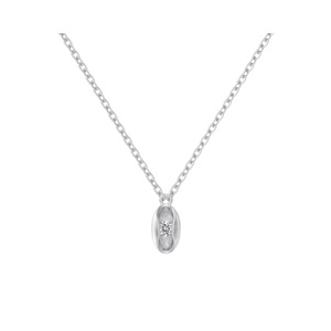 ANYCO Necklace 925 Silver Bean Shape Pendant with Zircon 8A Gift Jewelry for Women