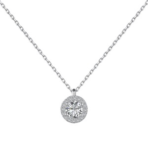 ANYCO Necklace 925 Silver for Woman High End Quality Elegant Pendant Rhodium Platting Cubic Zirconia 5A 0.75ct Jewelry