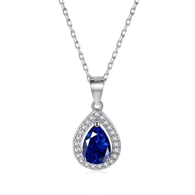 Buy Anyco Necklace 925 Silver For Woman Luxury Pear-shaped Blue Diamond 