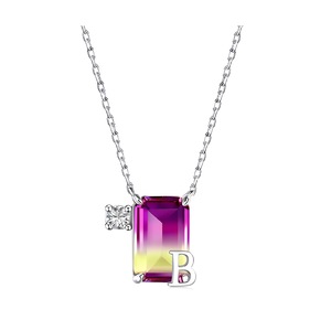 ANYCO Necklace 925 Silver for Women Cube Jewelry Alphabet Letter A Pendant Cubic Zirconia 5A Rhodium Platting Jewelry