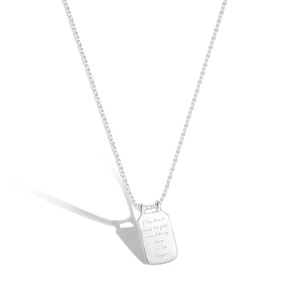 ANYCO Necklace 925 Silver for Women Cute Trendy Rectangle Rhodium Platting Jewelry