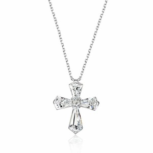 ANYCO Necklace 925 Silver for Women Exquisite Cross Pendant Rhodium Platting Jewelry