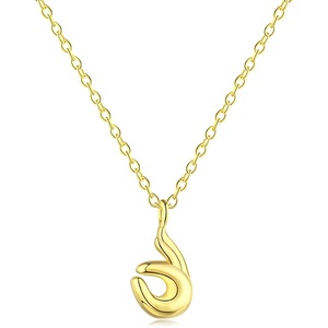 ANYCO Necklace 925 Silver for Women Hands with OK Sign Shape Pendant Gold Platting 18K Jewelry