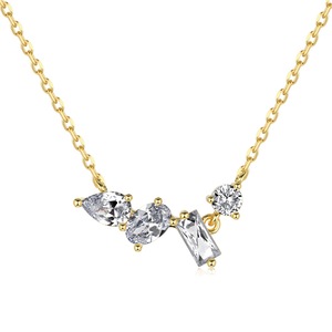 ANYCO Necklace 925 Silver for Women Heart Square Waterdrop Shape Heart Pendant Gold Platting Cubic Zirconia 5A 18K Jewelry
