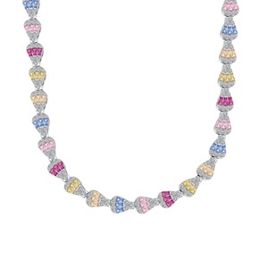 ANYCO Necklace 925 Silver for Women Multi Colorful Shell Chocker Rhodium Platting Jewelry