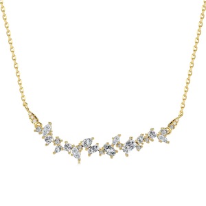 ANYCO Necklace 925 Silver for Women Multi Shape Cluster Row Pendant Cubic Zirconia 5A Gold Platting 18K Jewelry