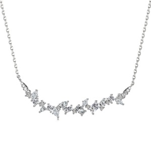 ANYCO Necklace 925 Silver for Women Multi Shape Cluster Row Pendant Cubic Zirconia 5A Rhodium Platting Jewelry