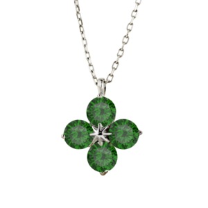 ANYCO Necklace 925 Silver for Women Oval Shapes Four Clover Pendant Cubic Zirconia 5A Rhodium Platting Jewelry