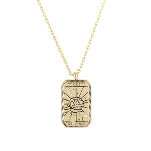 ANYCO Necklace 925 Silver for Women Planet and Stars Rectangle Plate Gold Platting Jewelry