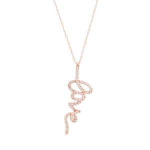 ANYCO Necklace 925 Silver for Women Plate Cute LOVE Word Pendant Rose Gold Platting Cubic Zirconia 5A Jewelry