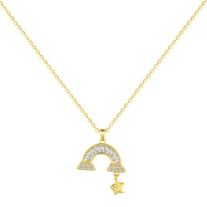 ANYCO Necklace 925 Silver for Women Rainbow Clouds Star Pendant Gold Platting Cubic Zirconia 5A 18K Jewelry