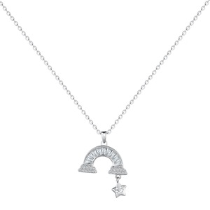 ANYCO Necklace 925 Silver for Women Rainbow Clouds Star Pendant Rhodium Platting Cubic Zirconia 5A Jewelry