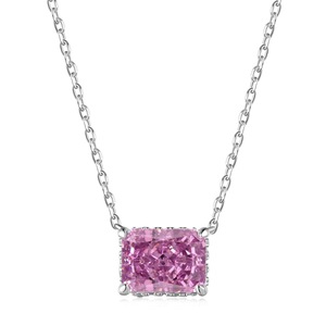 ANYCO Necklace 925 Silver for Women Rectangle 8A Ice Cut Cubic Zirconia Luxury Necklace Pendant Rhodium Platting Cubic Zirconia 8A Jewelry