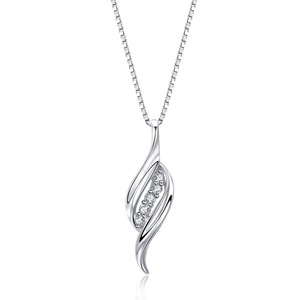 ANYCO Necklace 925 Silver for Women Twirl Wings Pendant Rhodium Platting Jewelry
