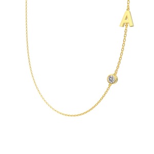 ANYCO Necklace 925 Silver Initial A Pendant With Round Cubic Zirconia 5A Jewelry For Women