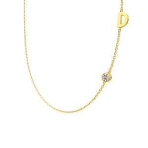 ANYCO Necklace 925 Silver Initial D Pendant With Round Cubic Zirconia 5A Jewelry For Women