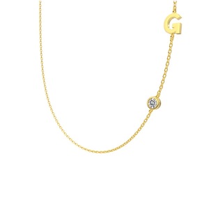 ANYCO Necklace 925 Silver Initial G Pendant With Round Cubic Zirconia 5A Jewelry For Women