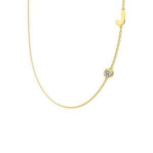 ANYCO Necklace 925 Silver Initial J Pendant With Round Cubic Zirconia 5A Jewelry For Women